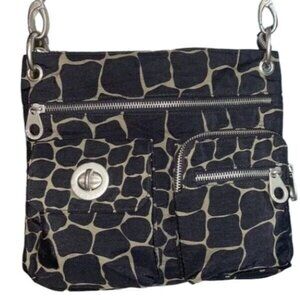Baggallini Black and Gray Giraffe Crossbody Bag